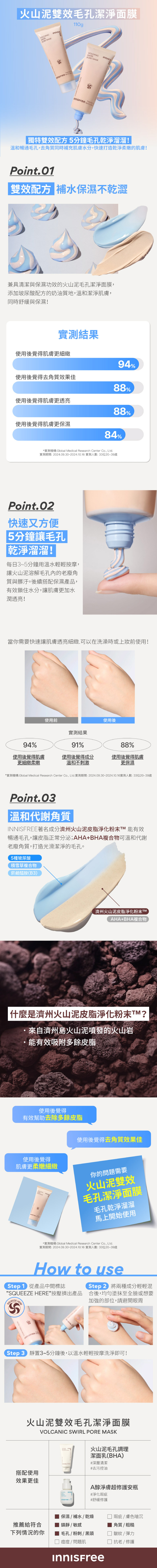 火山泥雙效毛孔潔淨面膜 110g innisfree INNISFREE VOLCANIC SWIRL PORE MASK