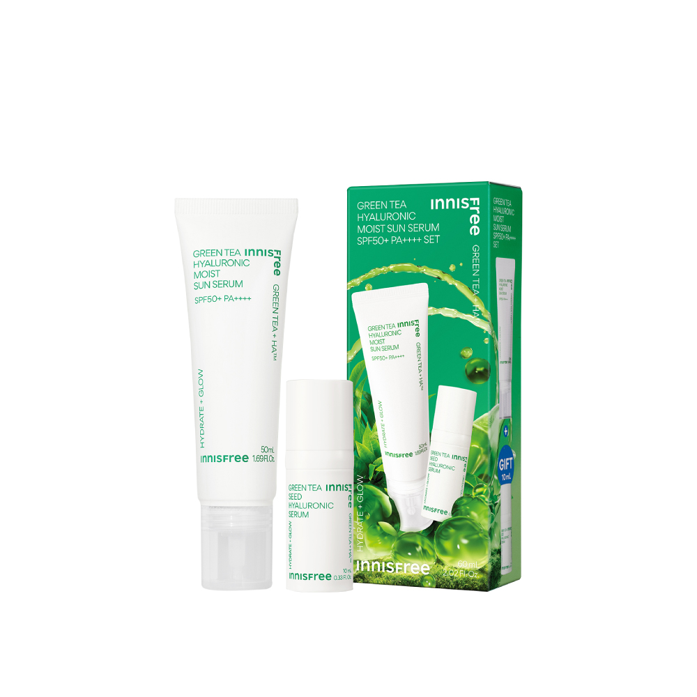 綠茶玻尿酸防曬精華組 innisfree GREEN TEA HYALURONIC MOIST SUN SERUM SET