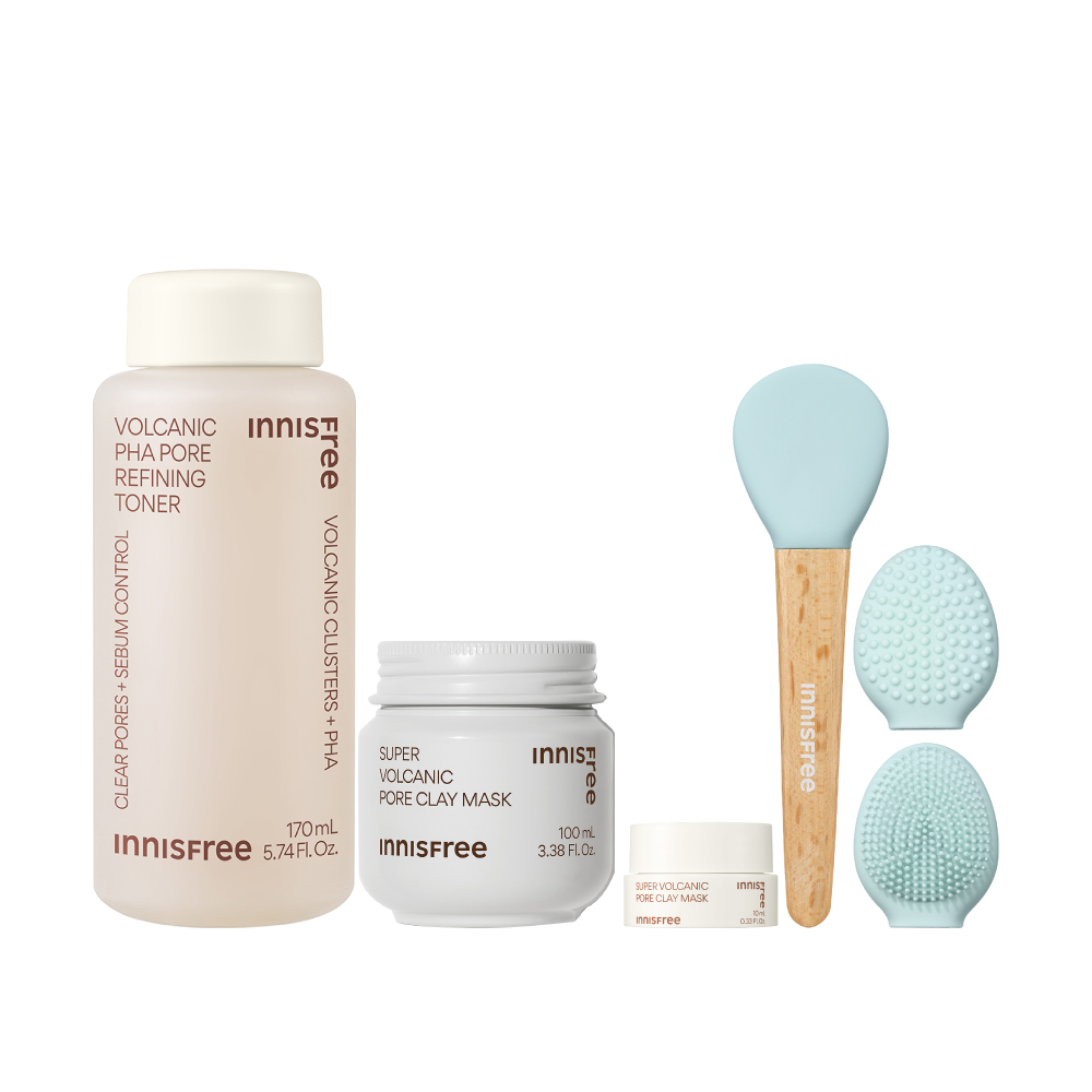 [6月限定] 火山泥潔淨收斂濕敷組(一般版) innisfree Vol toner+mask