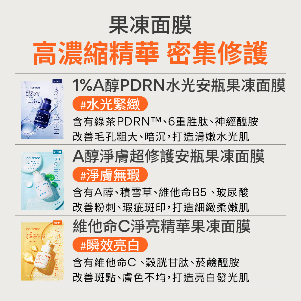 維他命C淨亮精華果凍面膜 25ml innisfree Vitamin C green tea brightening serum gel mask