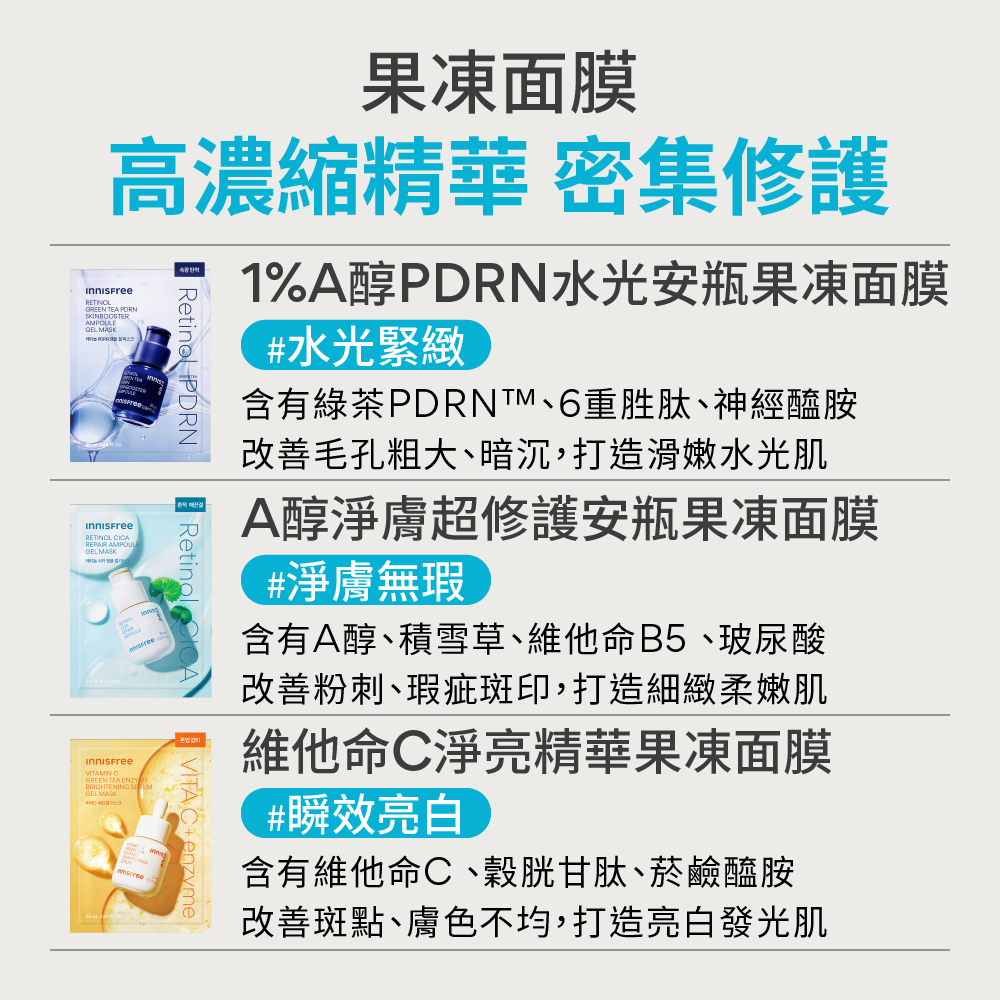A醇淨膚超修護安瓶果凍面膜 23ml innisfree Retinol cica repair ampoule gel mask
