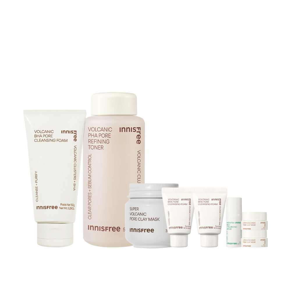 [7月限定] 火山泥潔淨收斂濕敷組 innisfree Vol toner+mask+foam