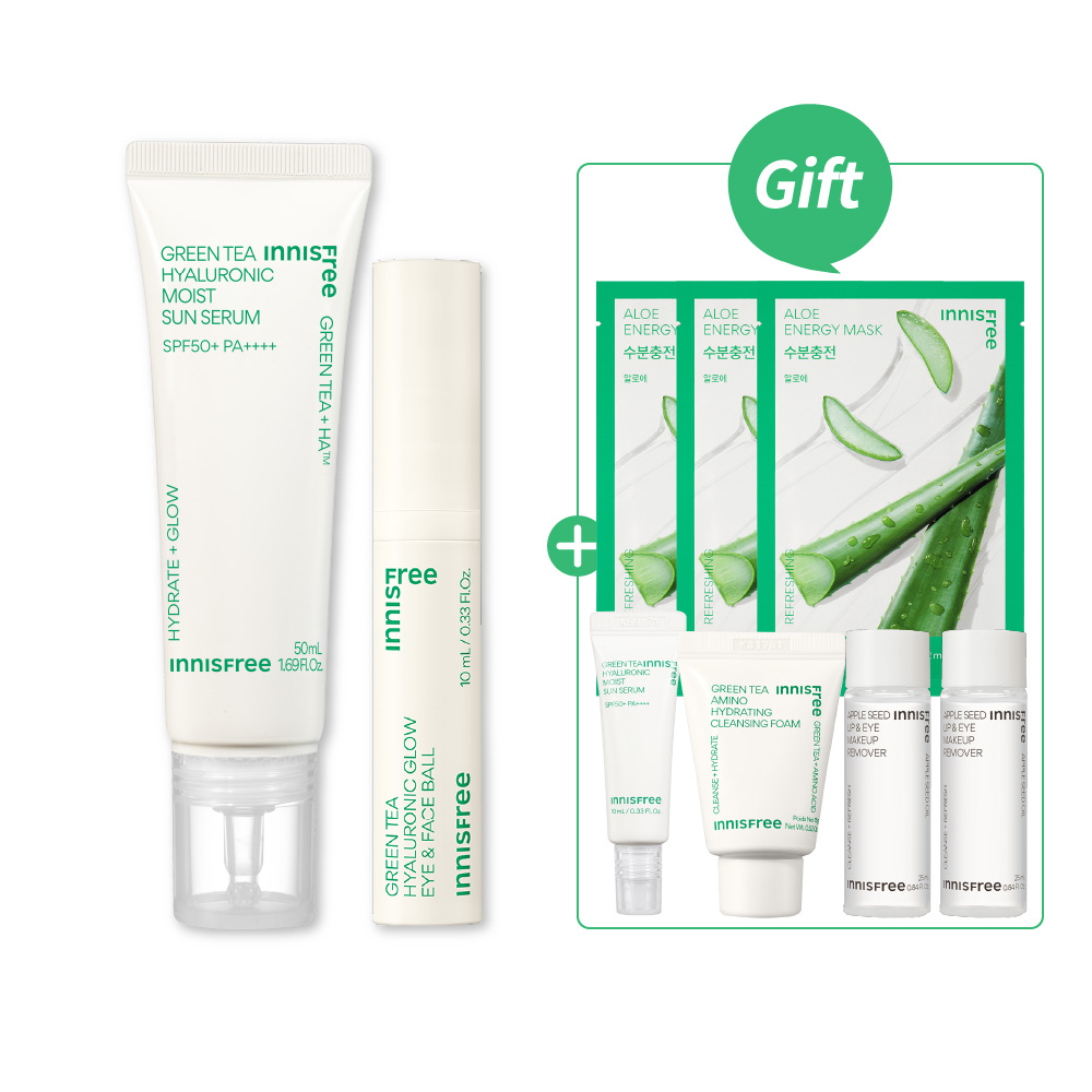 [8月限定] 綠茶保濕妝前防曬保養組(無色款) innisfree