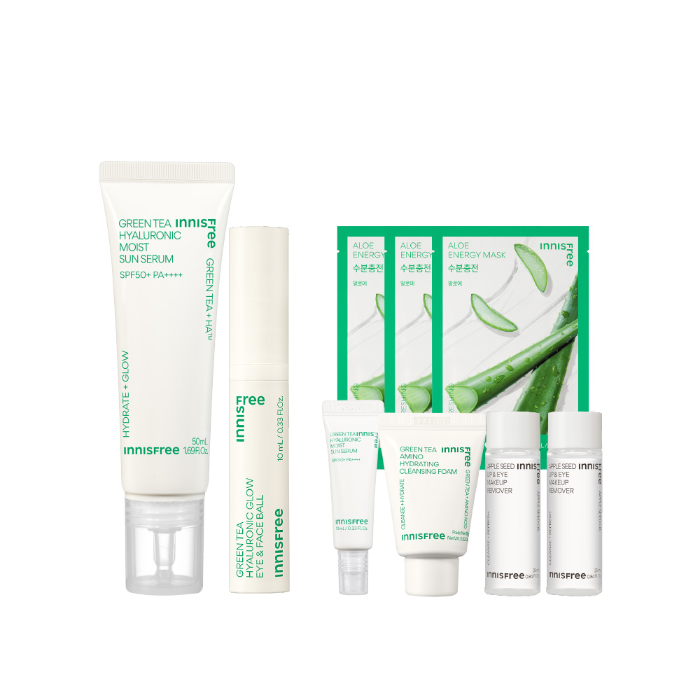 [8月限定] 綠茶保濕妝前防曬保養組(無色款) innisfree GTEye+sun
