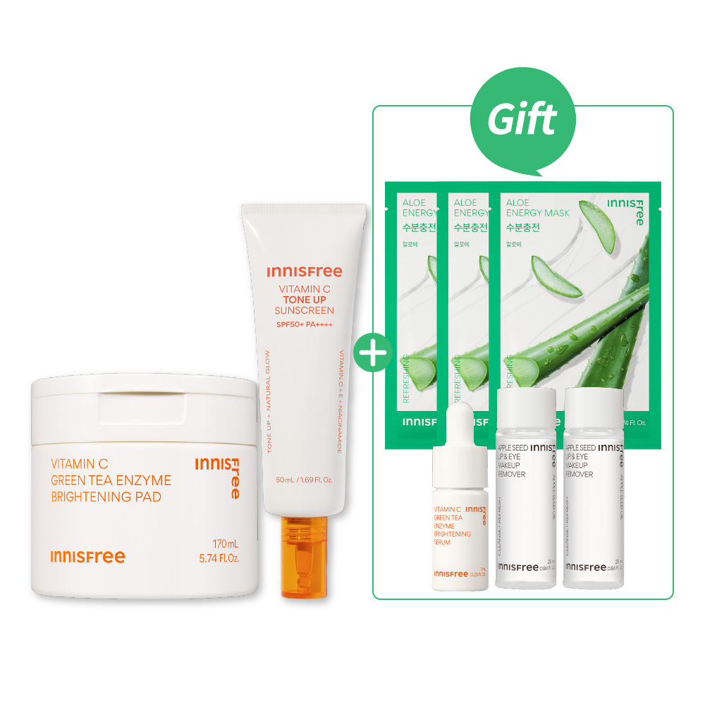 [8月限定] 維C透亮防曬保養組(潤色款) innisfree