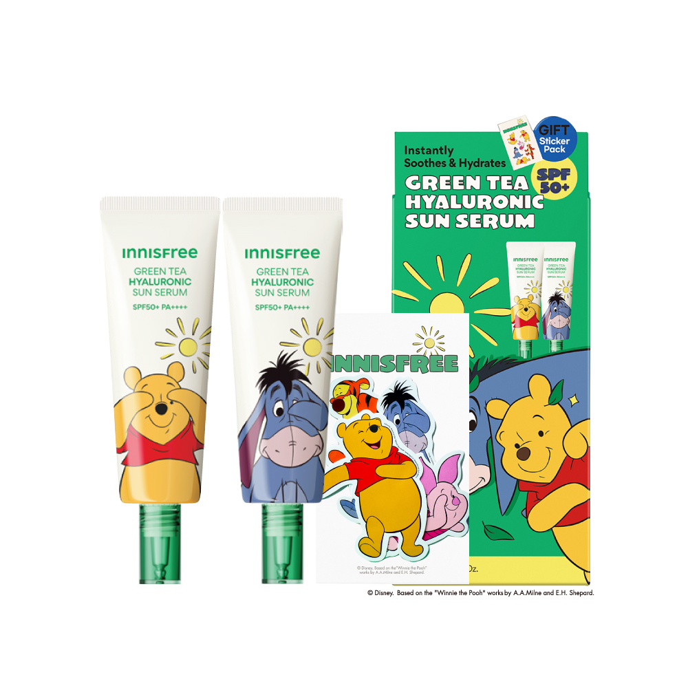 綠茶玻尿酸保濕防曬精華2件組 (小熊維尼限定版) innisfree INNISFREE GREEN TEA HYALURONIC SUN SERUM SPF50+ PA