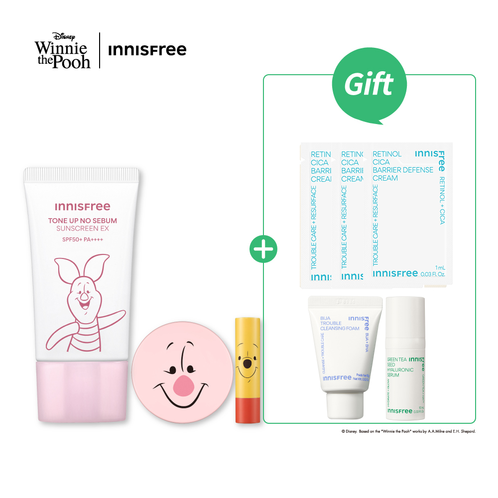 [小熊維尼限定版]小豬控油防曬蜜粉組 innisfree