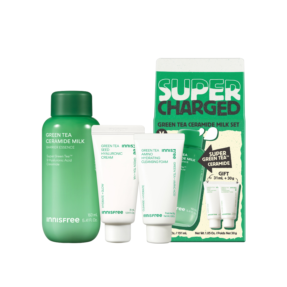 綠茶神經醯胺牛奶水精華組 innisfree INNISFREE SUPERCHARGED GREEN TEA CERAMIDE MILK SET