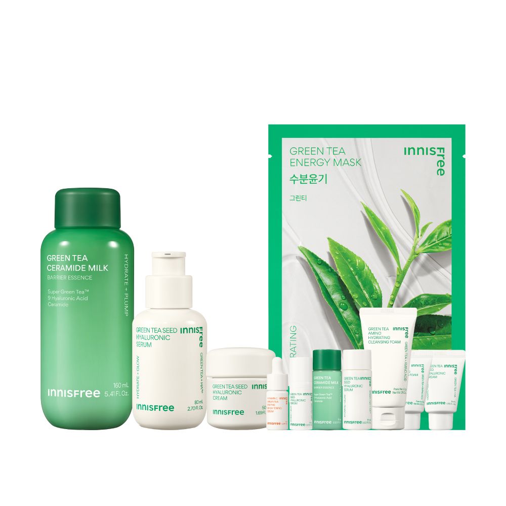 【倫倫團購優惠】綠茶爆水牛奶肌組 innisfree lun set3